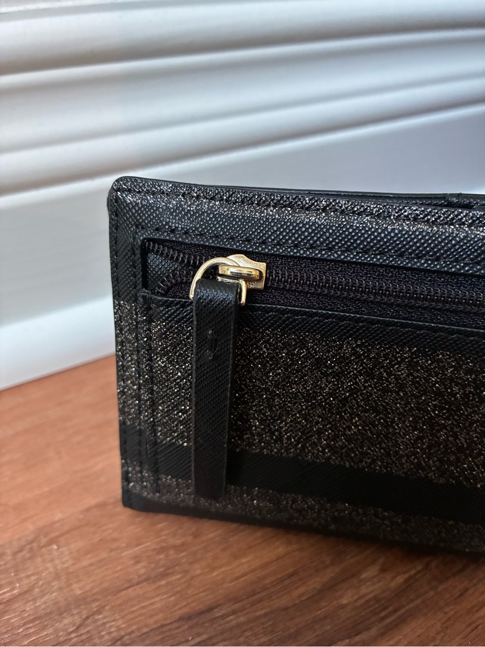 Kate Spade Black And Silver Glitter Stripe Wallet - Picture 6 of 14